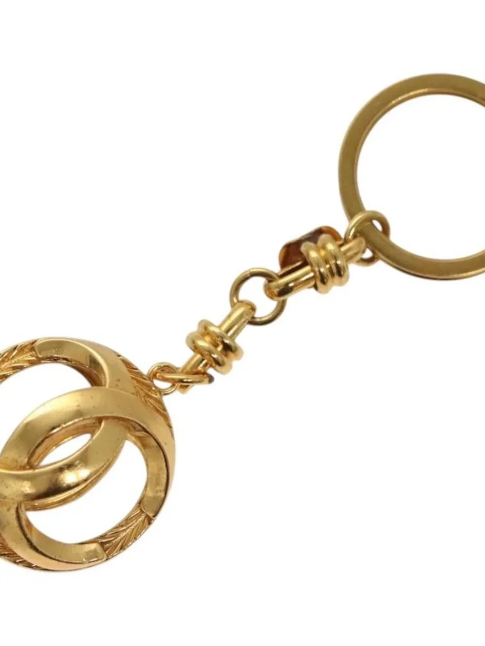CHANEL COCO Mark Key Ring metal Gold CC Auth ar13427
